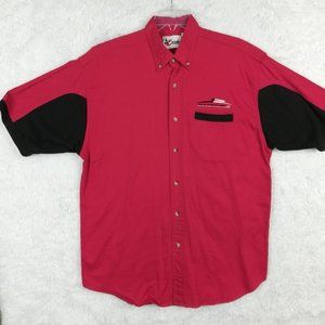 Dale‎ Earnhardt Jr Mens Shirt Button Up Chase Authentics Red Short Sleeve 8 L